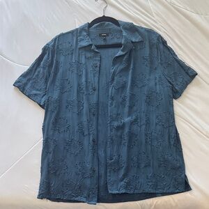 Express Men's Casual Blue Floral Shirt